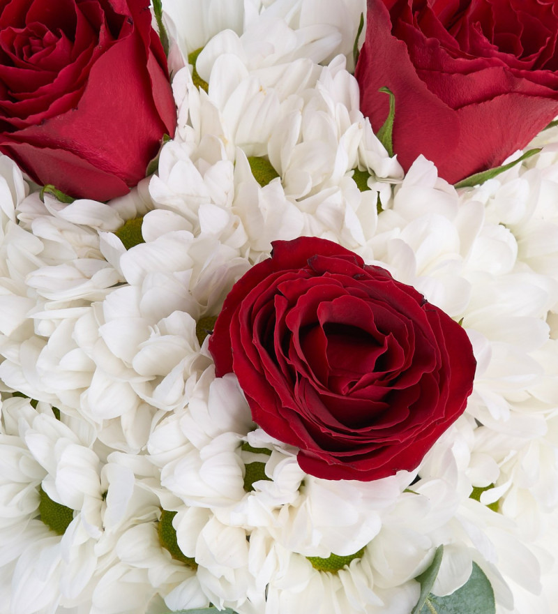 Özür Dilerim Vazolu 3 Kırmızı Gül ve Papatya Aranjmanı